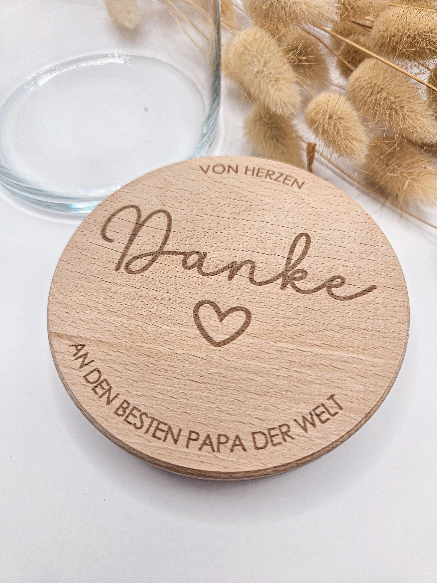 Vorratsglas mit Gravur als Vatertagsgeschenk: Von Herzen Danke an den besten Papa der Welt – Geschenk zum Vatertag, Geburtstag oder Geburt