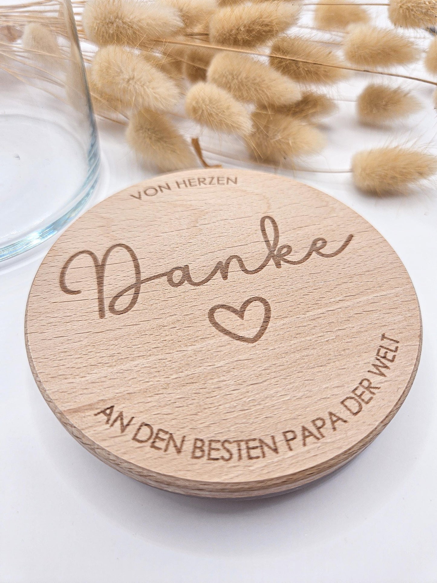 Vorratsglas mit Gravur als Vatertagsgeschenk: Von Herzen Danke an den besten Papa der Welt – Geschenk zum Vatertag, Geburtstag oder Geburt