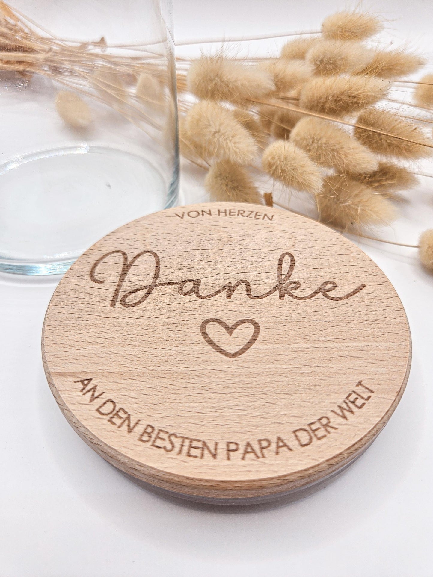 Vorratsglas mit Gravur als Vatertagsgeschenk: Von Herzen Danke an den besten Papa der Welt – Geschenk zum Vatertag, Geburtstag oder Geburt