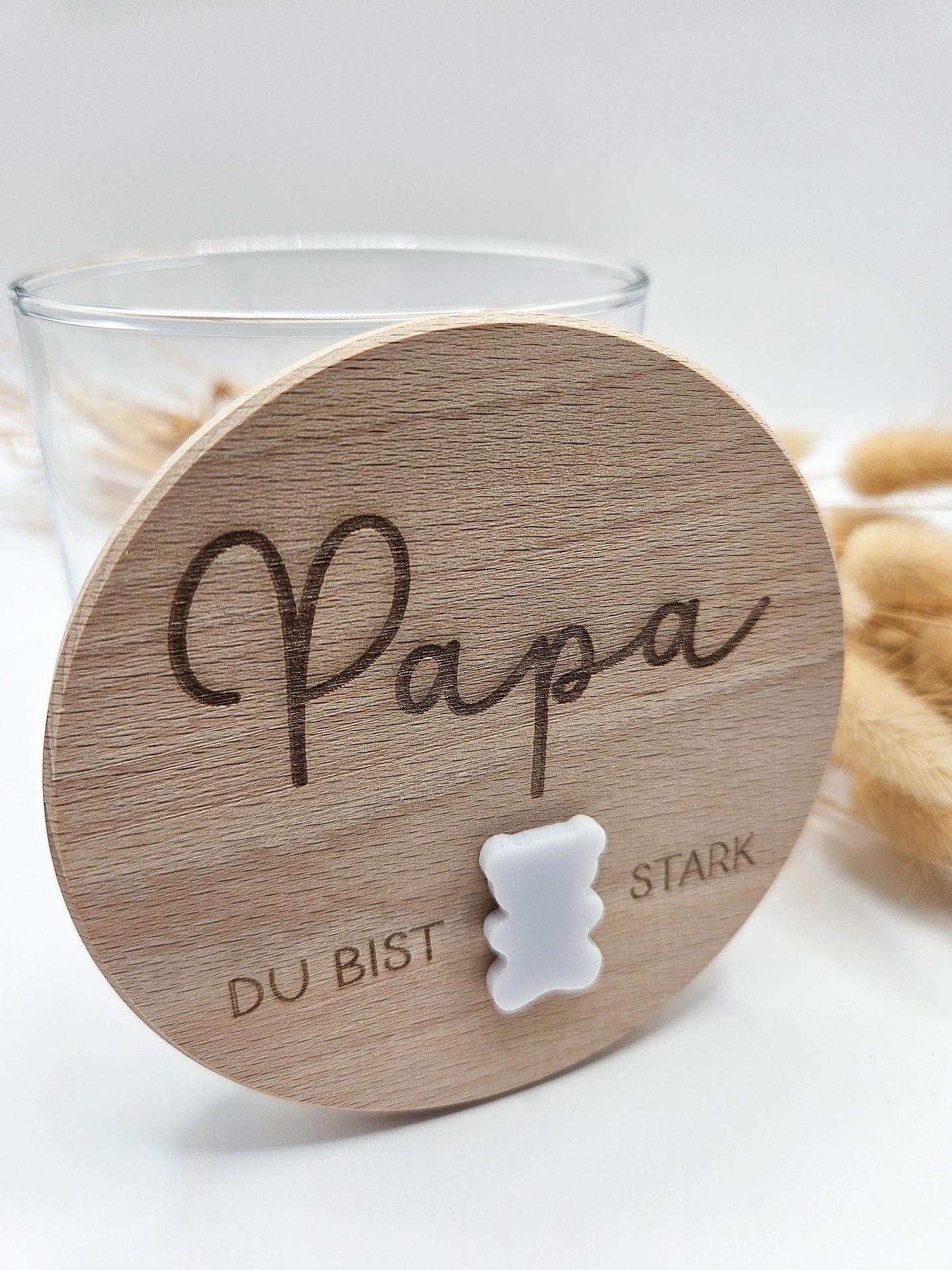 Vorratsglas mit Gravur als Vatertagsgeschenk: Du bist Bären stark mit Acryl Bär – Geschenk zum Vatertag, Geburtstag, Geburt