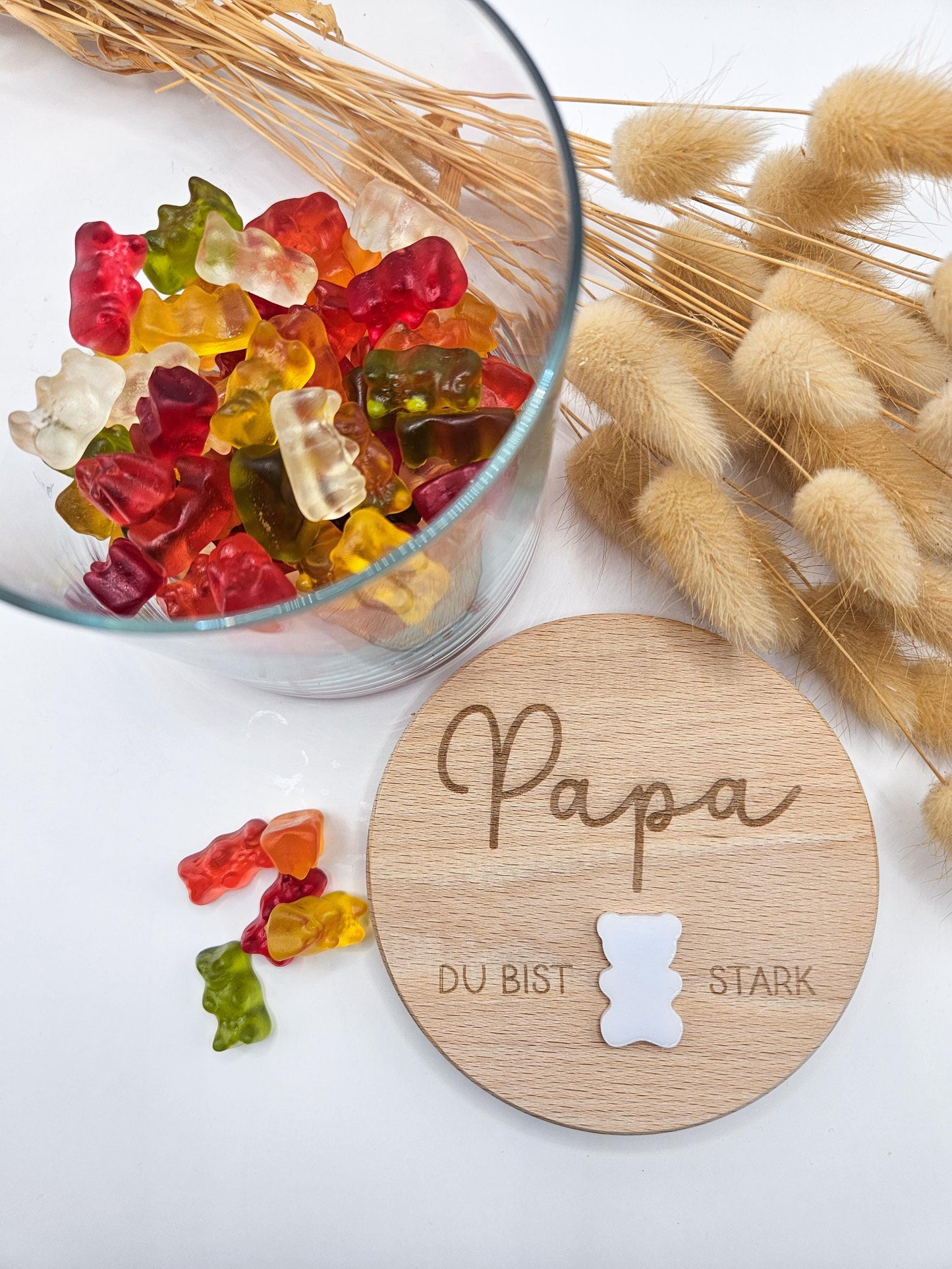Vorratsglas mit Gravur als Vatertagsgeschenk: Du bist Bären stark mit Acryl Bär – Geschenk zum Vatertag, Geburtstag, Geburt