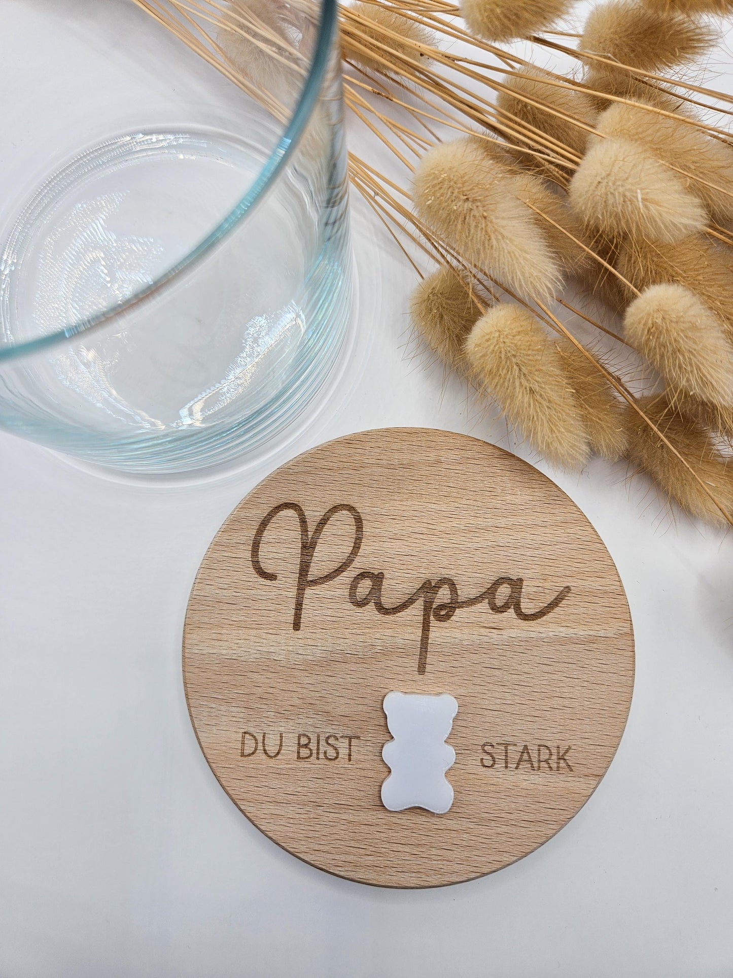 Vorratsglas mit Gravur als Vatertagsgeschenk: Du bist Bären stark mit Acryl Bär – Geschenk zum Vatertag, Geburtstag, Geburt