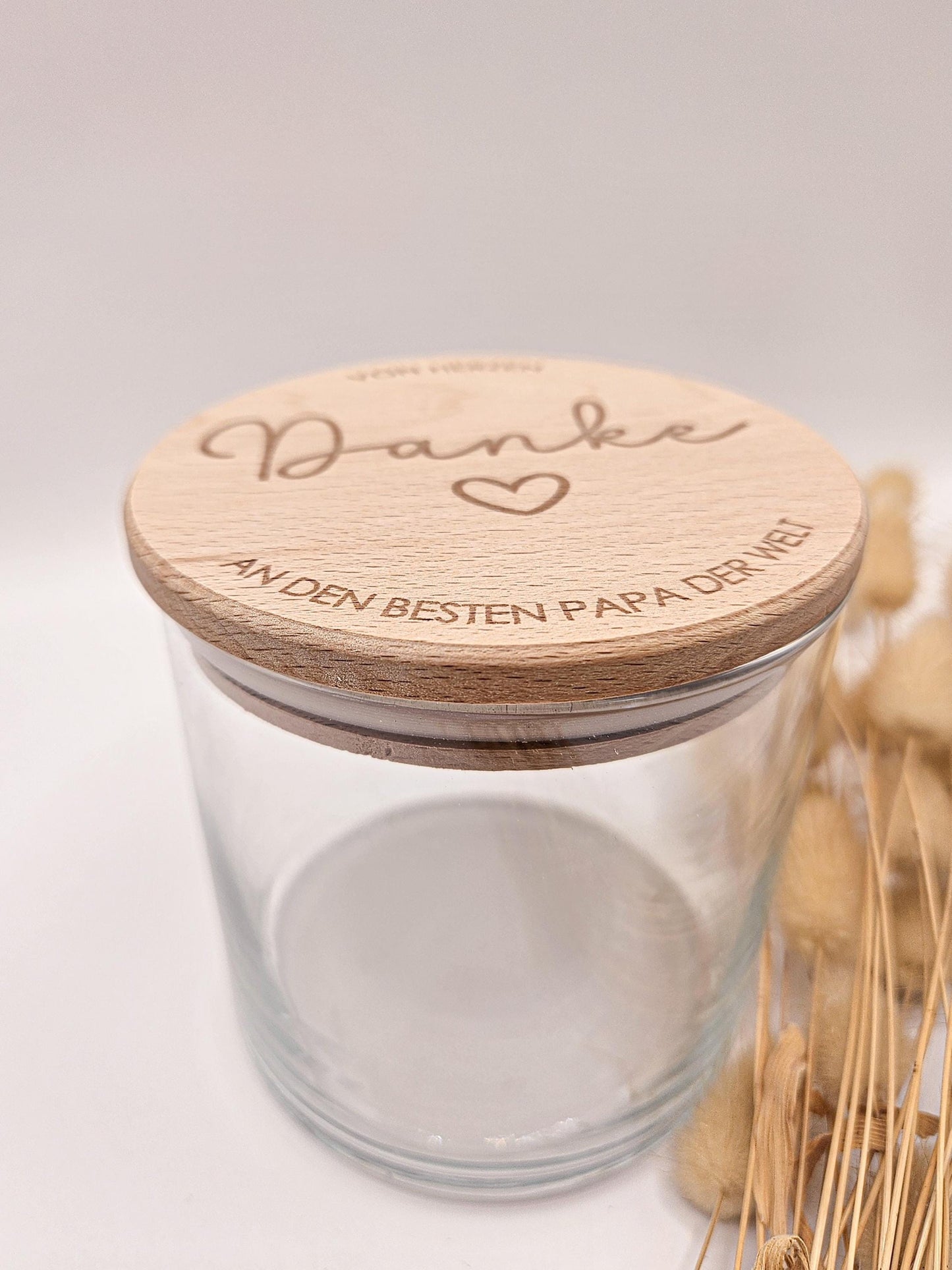 Vorratsglas mit Gravur als Vatertagsgeschenk: Von Herzen Danke an den besten Papa der Welt – Geschenk zum Vatertag, Geburtstag oder Geburt