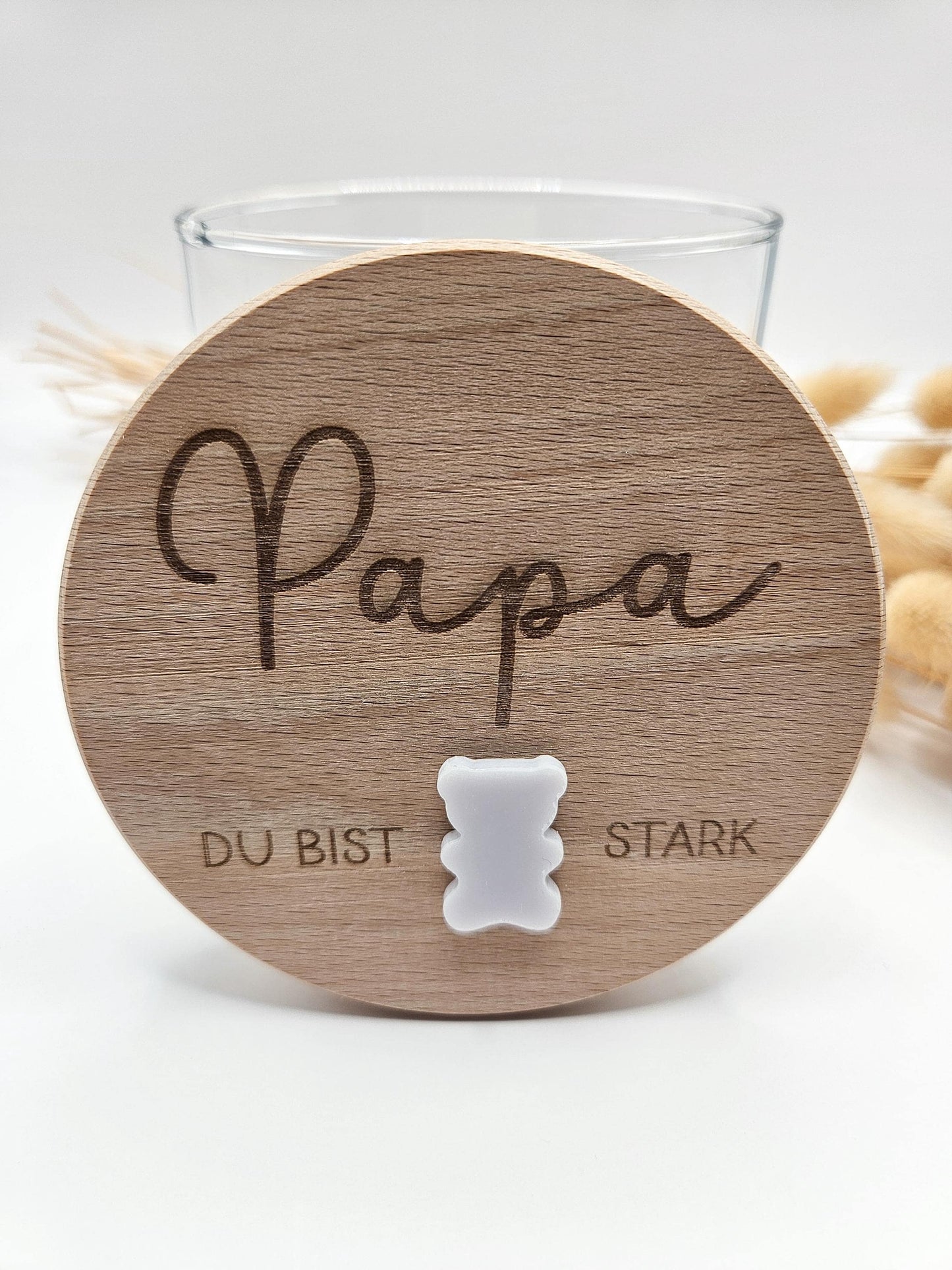 Vorratsglas mit Gravur als Vatertagsgeschenk: Du bist Bären stark mit Acryl Bär – Geschenk zum Vatertag, Geburtstag, Geburt