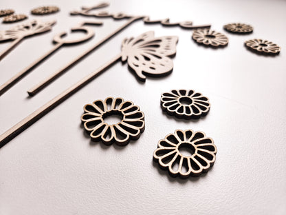 Cake Topper Schmetterling mit Namen und Alter zum Geburtstag personalisierbar aus Holz. Torten Dekoration perfekt als Geschenk