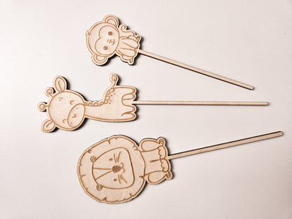 Cake Topper Löwe Giraffe Affe mit Namen und Alter zum Geburtstag personalisierbar aus Holz. Torten Dekoration perfekt als Geschenk