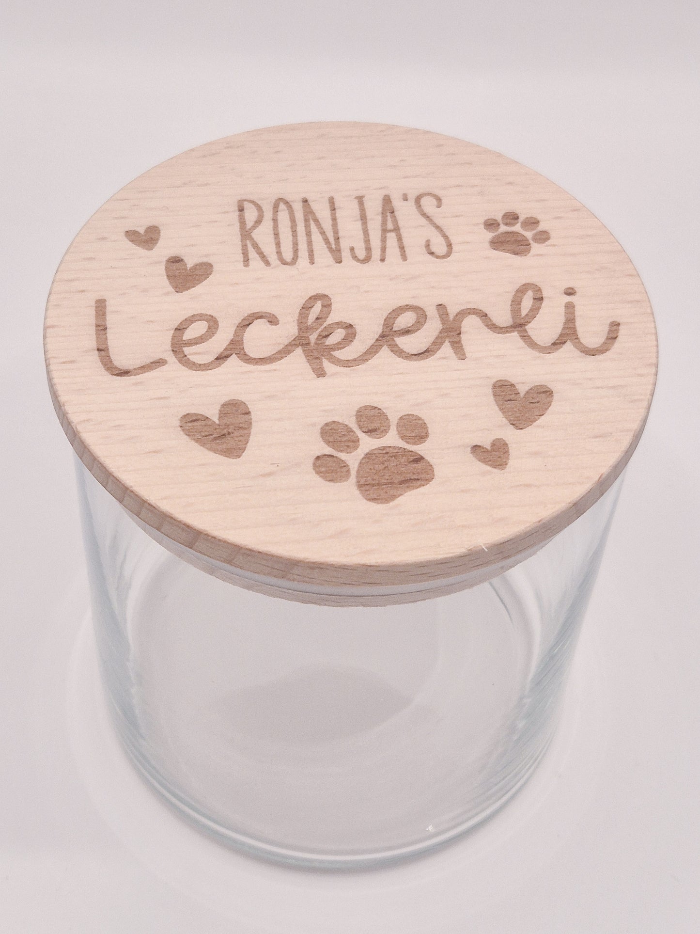 Personalisiertes Leckerli Glas für Hunde – gravierter Hundename, „Leckerli“, Tierpfoten als Geschenk für deinen vierbeinigen Liebling