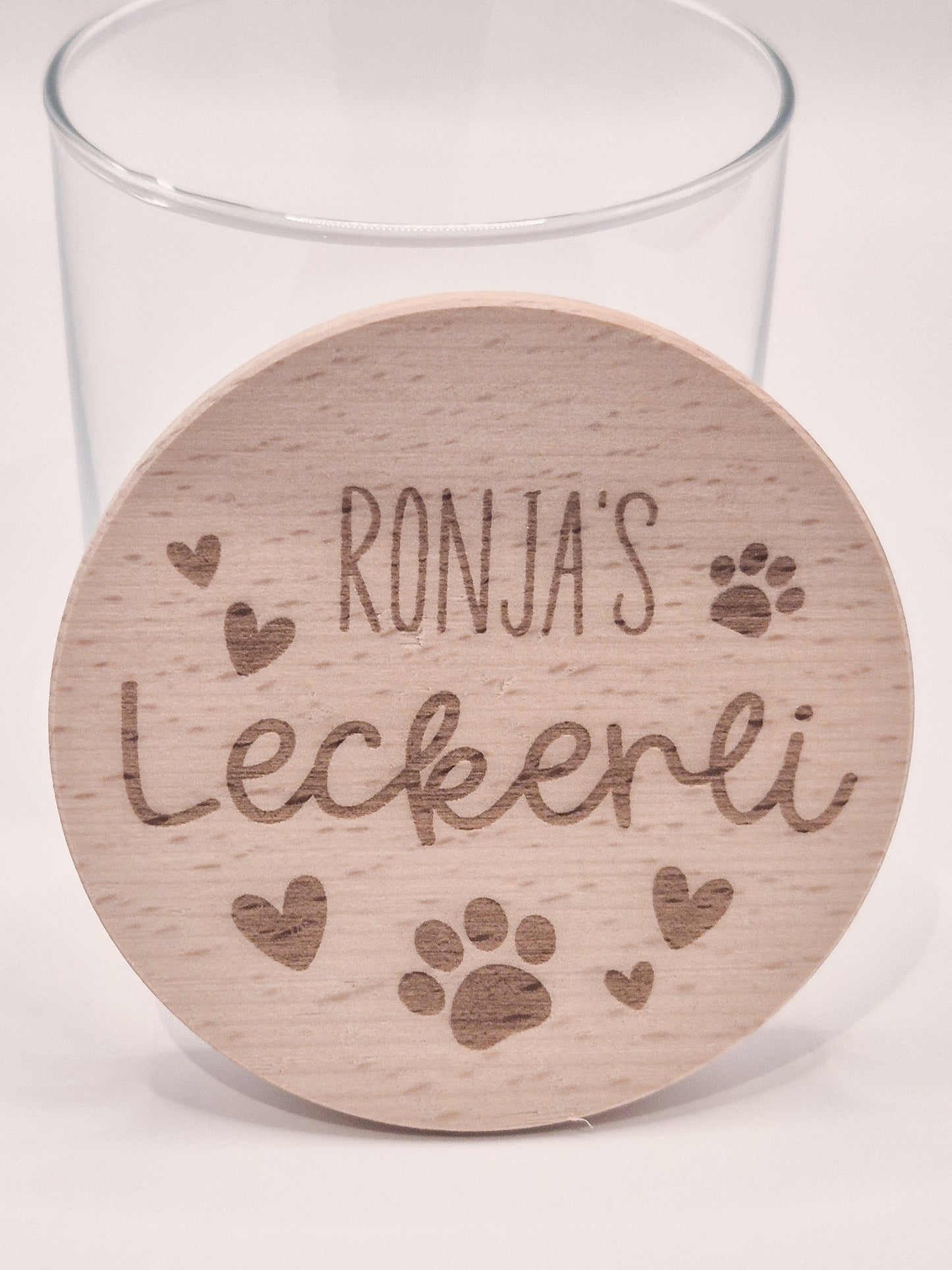 Personalisiertes Leckerli Glas für Hunde – gravierter Hundename, „Leckerli“, Tierpfoten als Geschenk für deinen vierbeinigen Liebling
