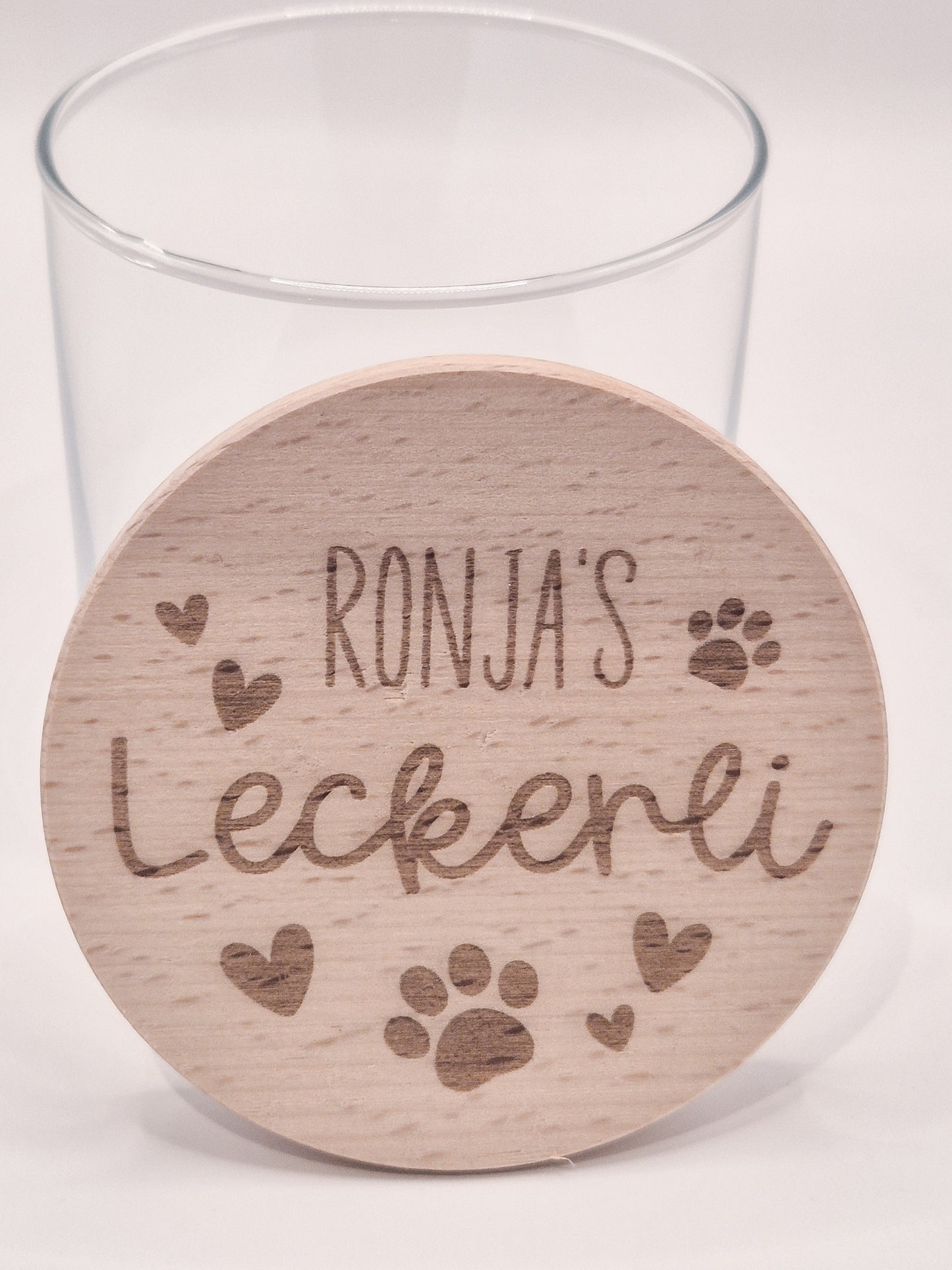 Personalisiertes Leckerli Glas für Hunde – gravierter Hundename, „Leckerli“, Tierpfoten als Geschenk für deinen vierbeinigen Liebling