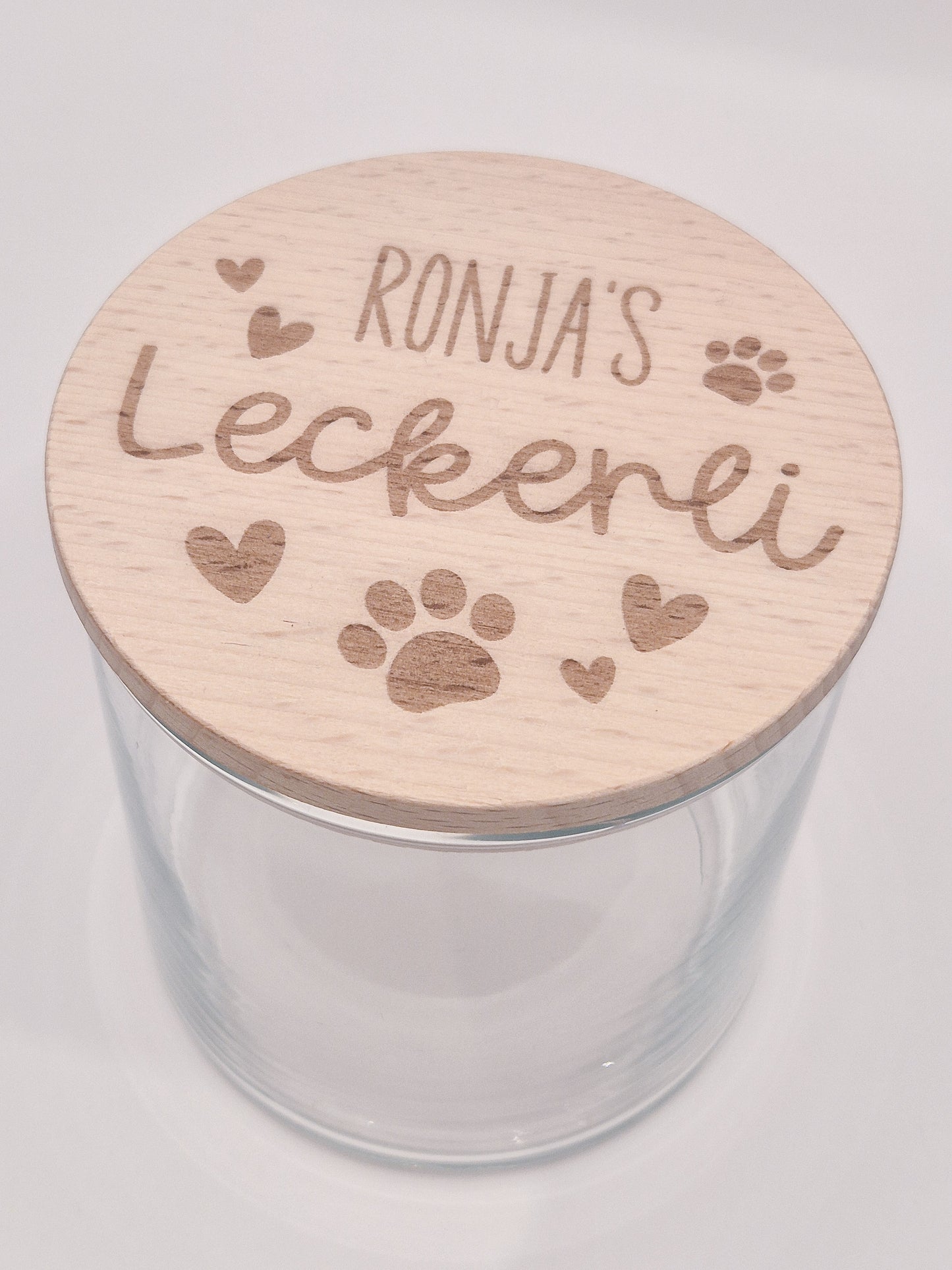 Personalisiertes Leckerli Glas für Hunde – gravierter Hundename, „Leckerli“, Tierpfoten als Geschenk für deinen vierbeinigen Liebling