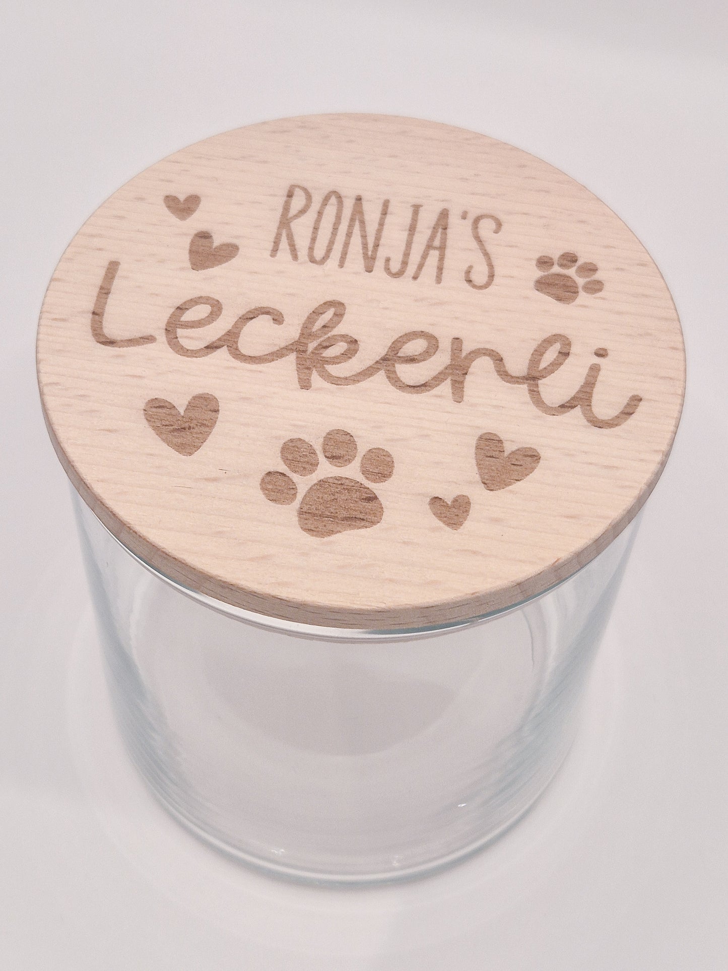 Personalisiertes Leckerli Glas für Hunde – gravierter Hundename, „Leckerli“, Tierpfoten als Geschenk für deinen vierbeinigen Liebling