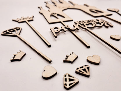 Personalisierter Cake Topper Holz – Prinzessin Schloss, Birthday Princess, Name, Alter Mädchen Geburtstag Deko