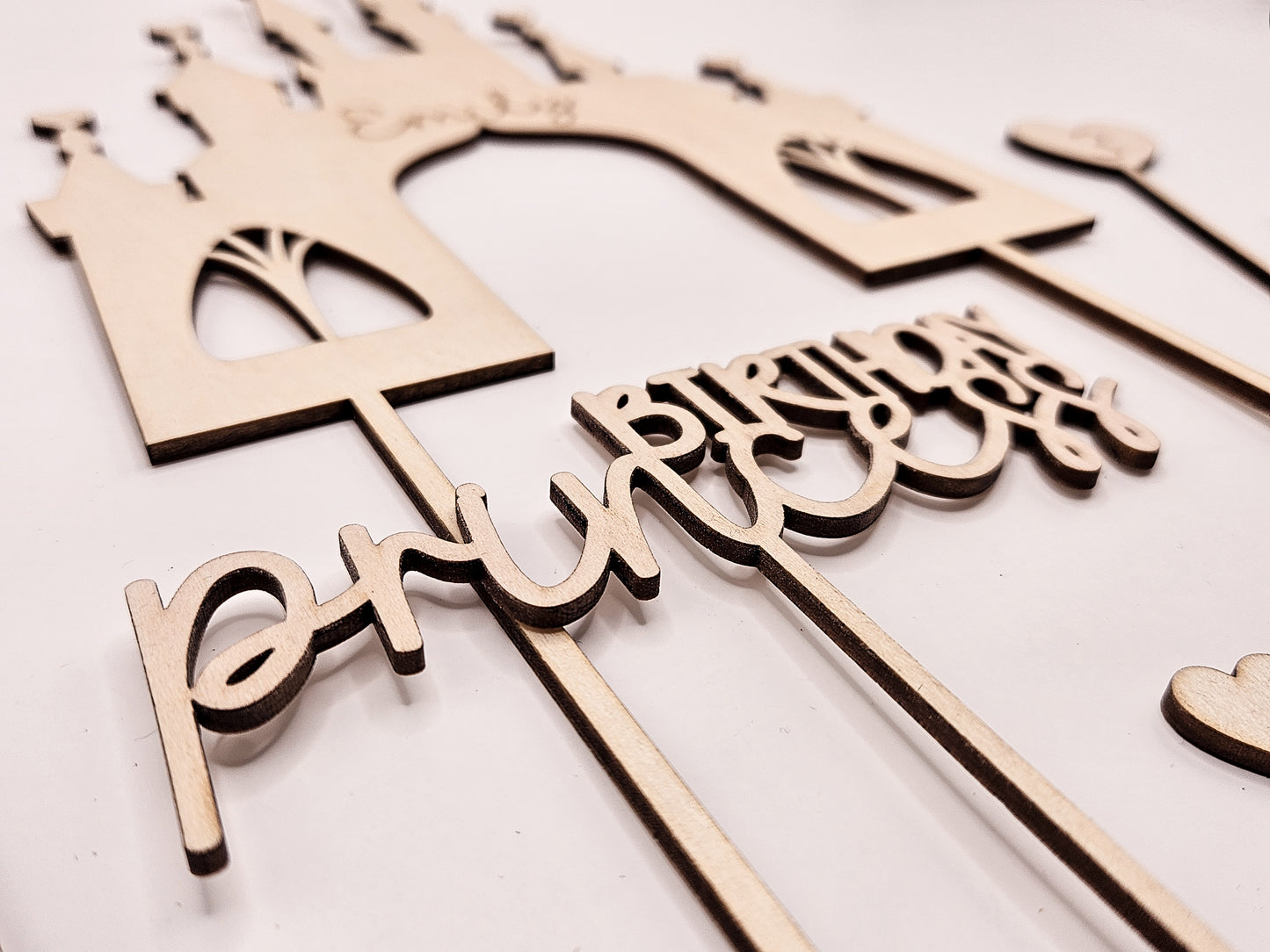 Personalisierter Cake Topper Holz – Prinzessin Schloss, Birthday Princess, Name, Alter Mädchen Geburtstag Deko
