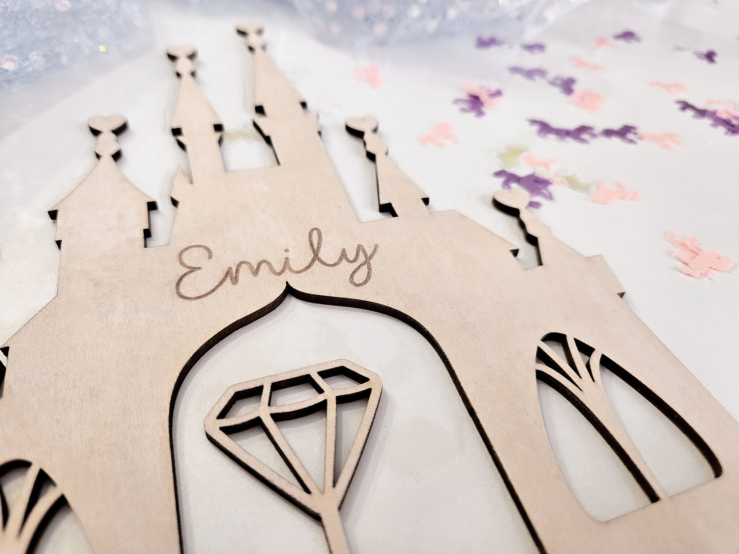 Personalisierter Cake Topper Holz – Prinzessin Schloss, Birthday Princess, Name, Alter Mädchen Geburtstag Deko