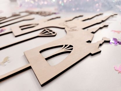 Personalisierter Cake Topper Holz – Prinzessin Schloss, Birthday Princess, Name, Alter Mädchen Geburtstag Deko