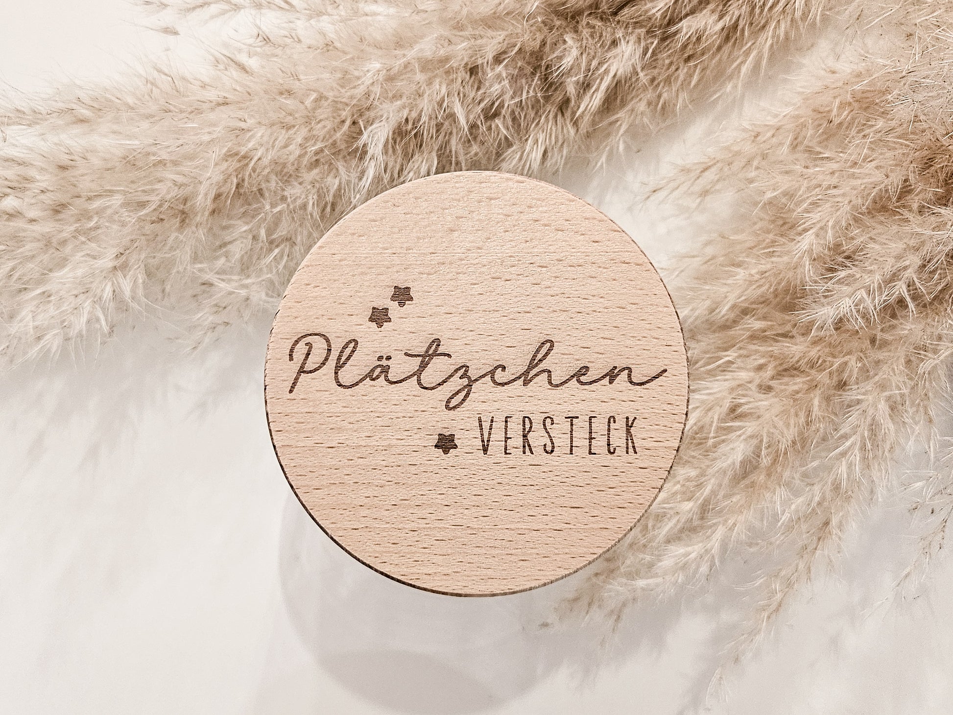 Glas mit graviertem Holzdeckel „Plätzchenversteck“ – stilvolle Keksdose für Weihnachten, nachhaltige Aufbewahrung im nordischen Design