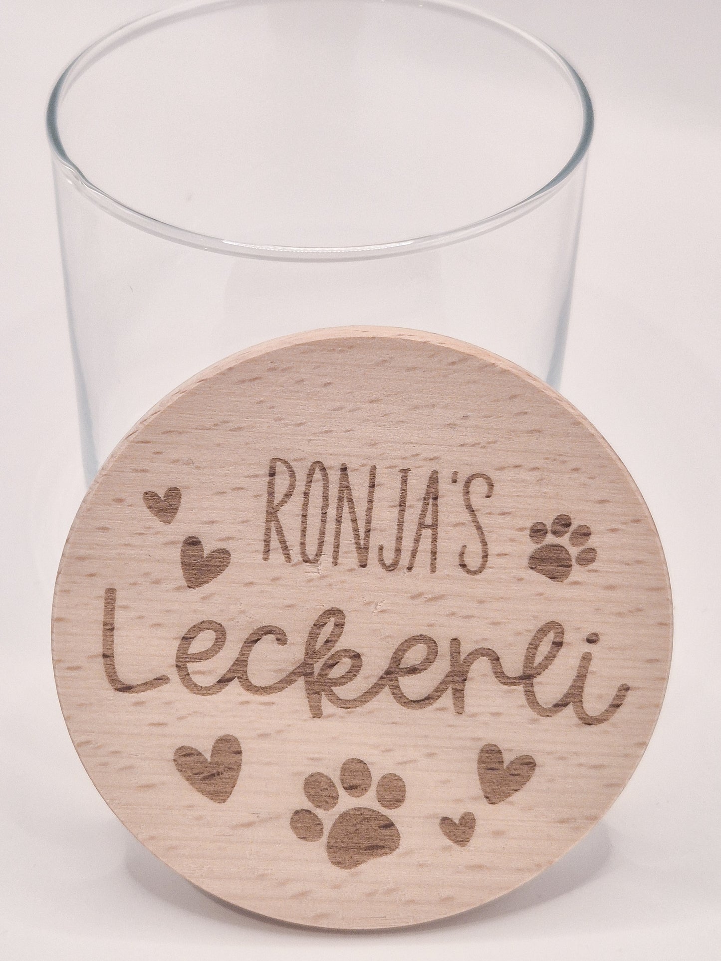 Personalisiertes Leckerli Glas für Hunde – gravierter Hundename, „Leckerli“, Tierpfoten als Geschenk für deinen vierbeinigen Liebling
