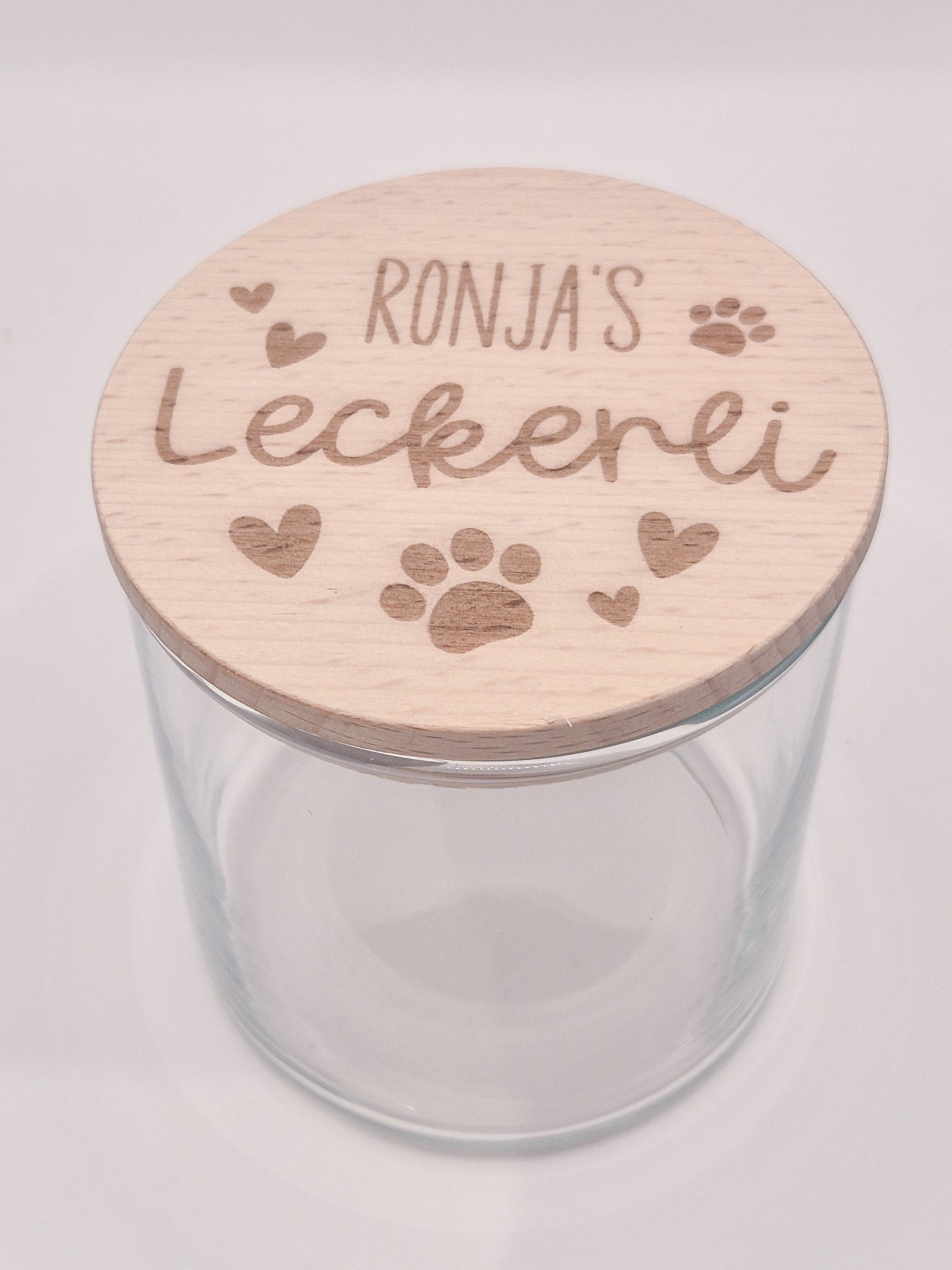 Personalisiertes Leckerli Glas für Hunde – gravierter Hundename, „Leckerli“, Tierpfoten als Geschenk für deinen vierbeinigen Liebling