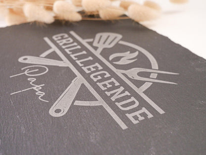 Personalisierbare Schieferplatte mit Namen – Geschenk zum Vatertag & Geburtstag – Individuelles Deko-Highlight für Papa