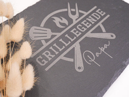 Personalisierbare Schieferplatte mit Namen – Geschenk zum Vatertag & Geburtstag – Individuelles Deko-Highlight für Papa