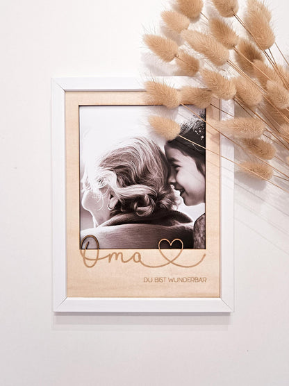 Bilderrahmen Passepartout Fotogeschenk als personalisiertes Geschenk für Oma zum Geburtstag, zum Muttertag oder als Andenken