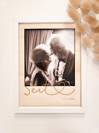 Bilderrahmen Passepartout personalisiertes Geschenk Fotogeschenk zum Jahrestag, zur goldenen Hochzeit, Valentinstag oder zum Hochzeitstag