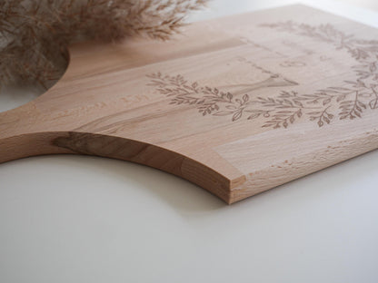 Hochzeitsgeschenk Brettchen aus Buche personalisiert als minimalistisches Hochzeitsgeschenk, Geldgeschenk oder als Hochzeitsbrett Andenken