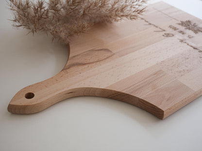 Hochzeitsgeschenk Brettchen aus Buche personalisiert als minimalistisches Hochzeitsgeschenk, Geldgeschenk oder als Hochzeitsbrett Andenken