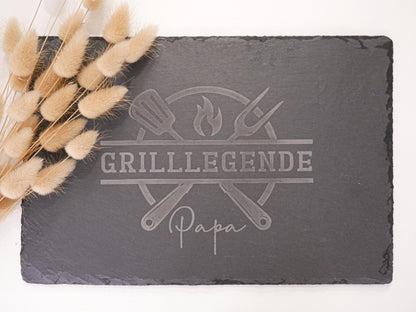 Personalisierbare Schieferplatte mit Namen – Geschenk zum Vatertag & Geburtstag – Individuelles Deko-Highlight für Papa