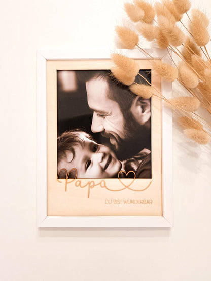 Bilderrahmen Passepartout Papa als personalisiertes Geschenk zum Vatertag, als Fotogeschenk zur Geburt oder als Geschenk zum Geburtstag