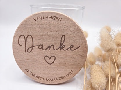 Vorratsglas mit Gravur als Muttertagsgeschenk: Von Herzen Danke an die beste Mama der Welt – Geschenk zum Muttertag, Geburtstag oder für Oma