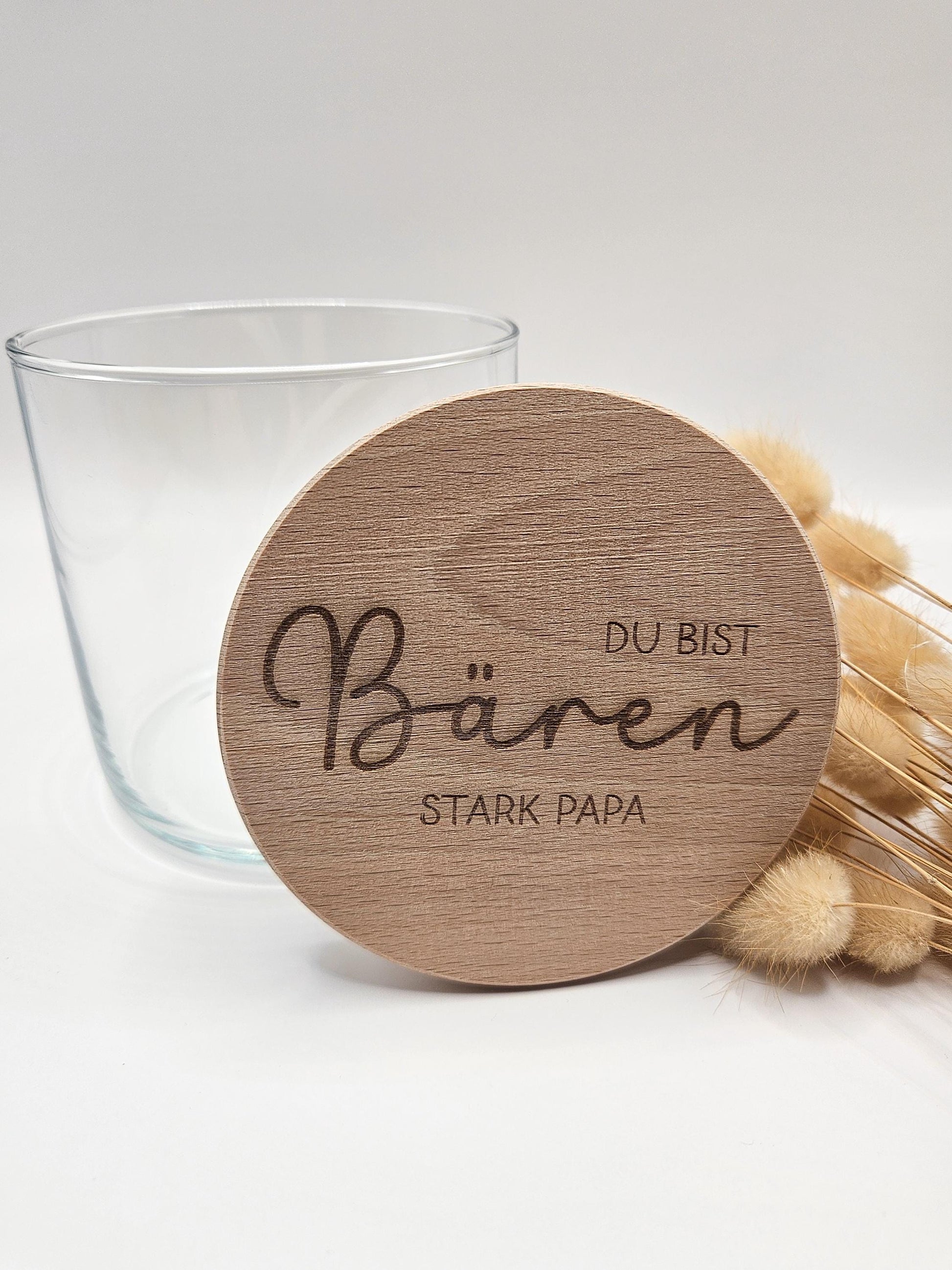 Vorratsglas mit Gravur als Vatertagsgeschenk: Du bist Bären stark Papa – Geschenk zum Vatertag, Geburtstag, Geburt