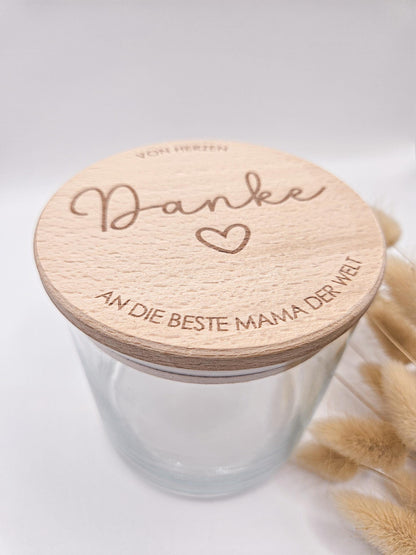 Vorratsglas mit Gravur als Muttertagsgeschenk: Von Herzen Danke an die beste Mama der Welt – Geschenk zum Muttertag, Geburtstag oder für Oma