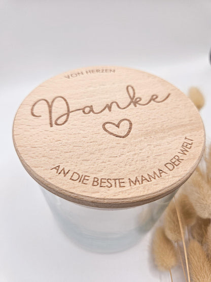 Vorratsglas mit Gravur als Muttertagsgeschenk: Von Herzen Danke an die beste Mama der Welt – Geschenk zum Muttertag, Geburtstag oder für Oma