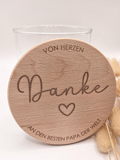 Vorratsglas mit Gravur als Vatertagsgeschenk: Von Herzen Danke an den besten Papa der Welt – Geschenk zum Vatertag, Geburtstag oder Geburt