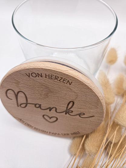 Vorratsglas mit Gravur als Vatertagsgeschenk: Von Herzen Danke an den besten Papa der Welt – Geschenk zum Vatertag, Geburtstag oder Geburt
