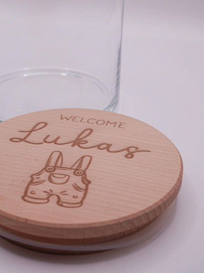 Geschenk zur Geburt personalisiert - Babygeschenk Starter Kit mit graviertem Namen, Geschenk zur Geburt, Taufe, Geburtstag, Windeltorte