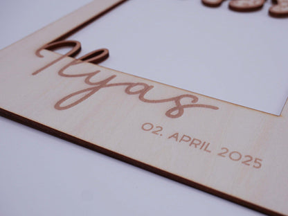 Personalisierter Baby Bilderrahmen Passepartout als Fotogeschenk zur Geburt, als Babygeschenk, Geschenk zur Geburt oder zur Taufe