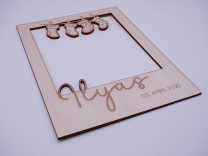 Personalisierter Baby Bilderrahmen Passepartout als Fotogeschenk zur Geburt, als Babygeschenk, Geschenk zur Geburt oder zur Taufe