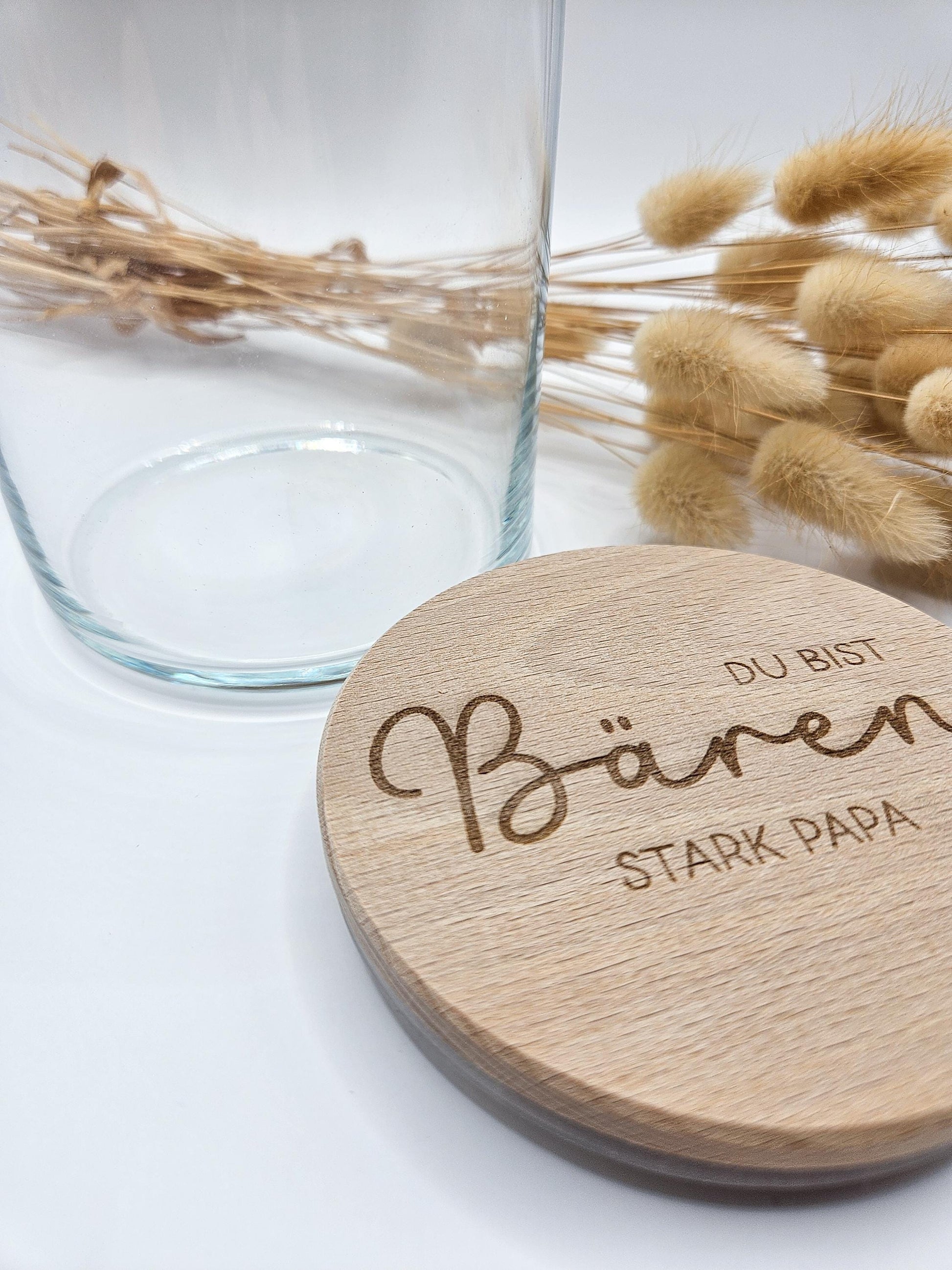 Vorratsglas mit Gravur als Vatertagsgeschenk: Du bist Bären stark Papa – Geschenk zum Vatertag, Geburtstag, Geburt