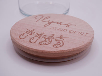 Geschenk zur Geburt personalisiert - Babygeschenk Starter Kit mit graviertem Namen, Geschenk zur Geburt, Taufe, Geburtstag, Windeltorte