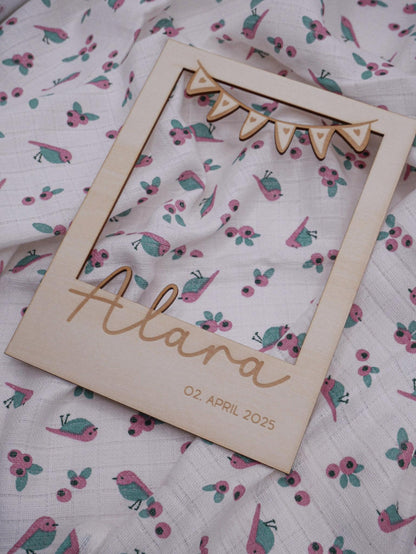 Personalisierter Baby Bilderrahmen Passepartout als Fotogeschenk zur Geburt, als Babygeschenk, Geschenk zur Geburt oder zur Taufe