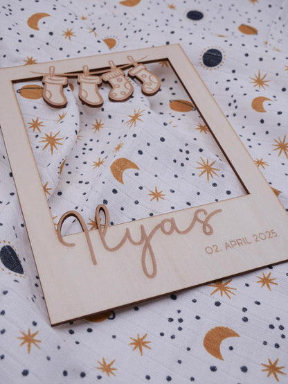 Personalisierter Baby Bilderrahmen Passepartout als Fotogeschenk zur Geburt, als Babygeschenk, Geschenk zur Geburt oder zur Taufe