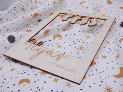 Personalisierter Baby Bilderrahmen Passepartout als Fotogeschenk zur Geburt, als Babygeschenk, Geschenk zur Geburt oder zur Taufe