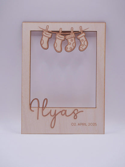 Personalisierter Baby Bilderrahmen Passepartout als Fotogeschenk zur Geburt, als Babygeschenk, Geschenk zur Geburt oder zur Taufe