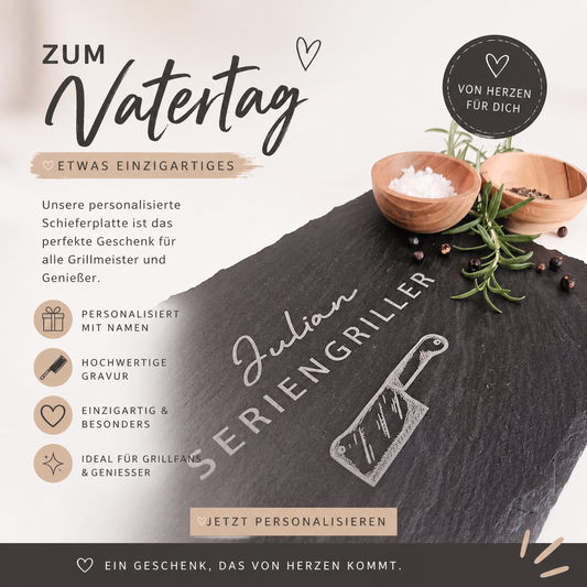 Servierplatte SERIENGRILLER personalisierbar - Geschenk zum Geburtstag, Vattertag oder BBQ – Individuelles Deko-Highlight für alle Grillfans